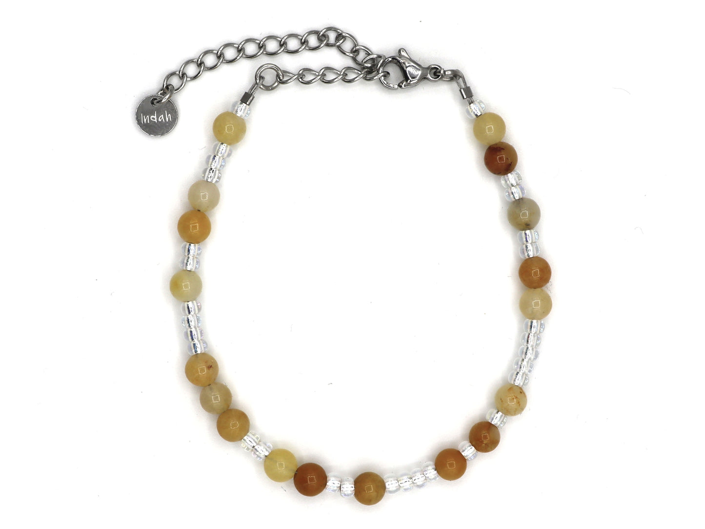 Armband Dewi gele jaspis, zilver of goud roestvrijstaal