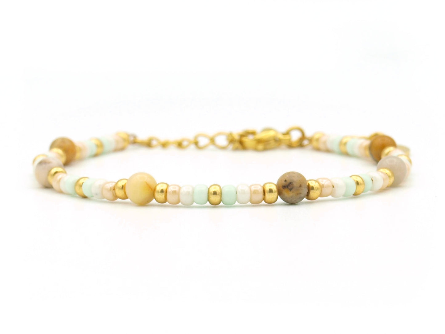 Bracelet Cinta crazy lace agate, silver or gold stainless steel
