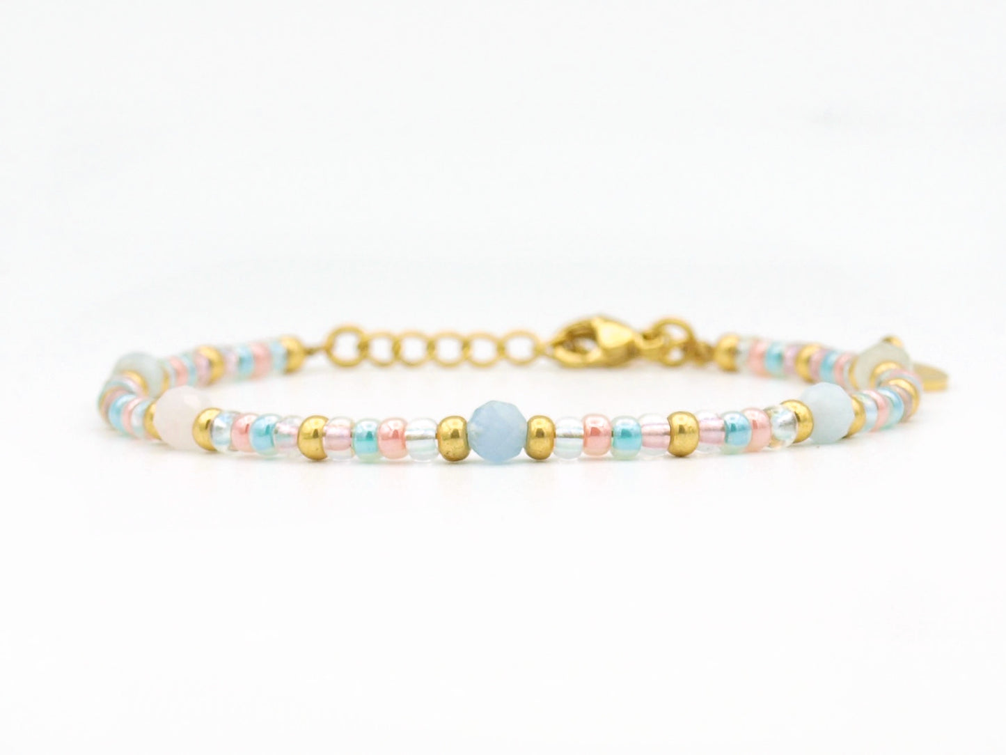 Bracelet Cinta morganite, silver or gold stainless steel