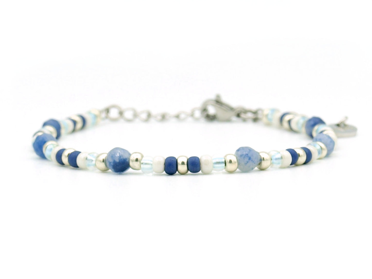 Bracelet Cinta blue quartz, silver or gold stainless steel