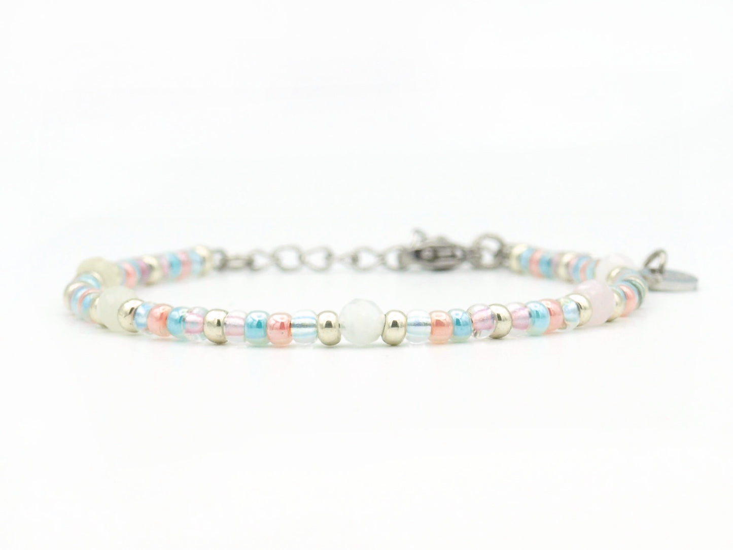 Bracelet Cinta morganite, silver or gold stainless steel