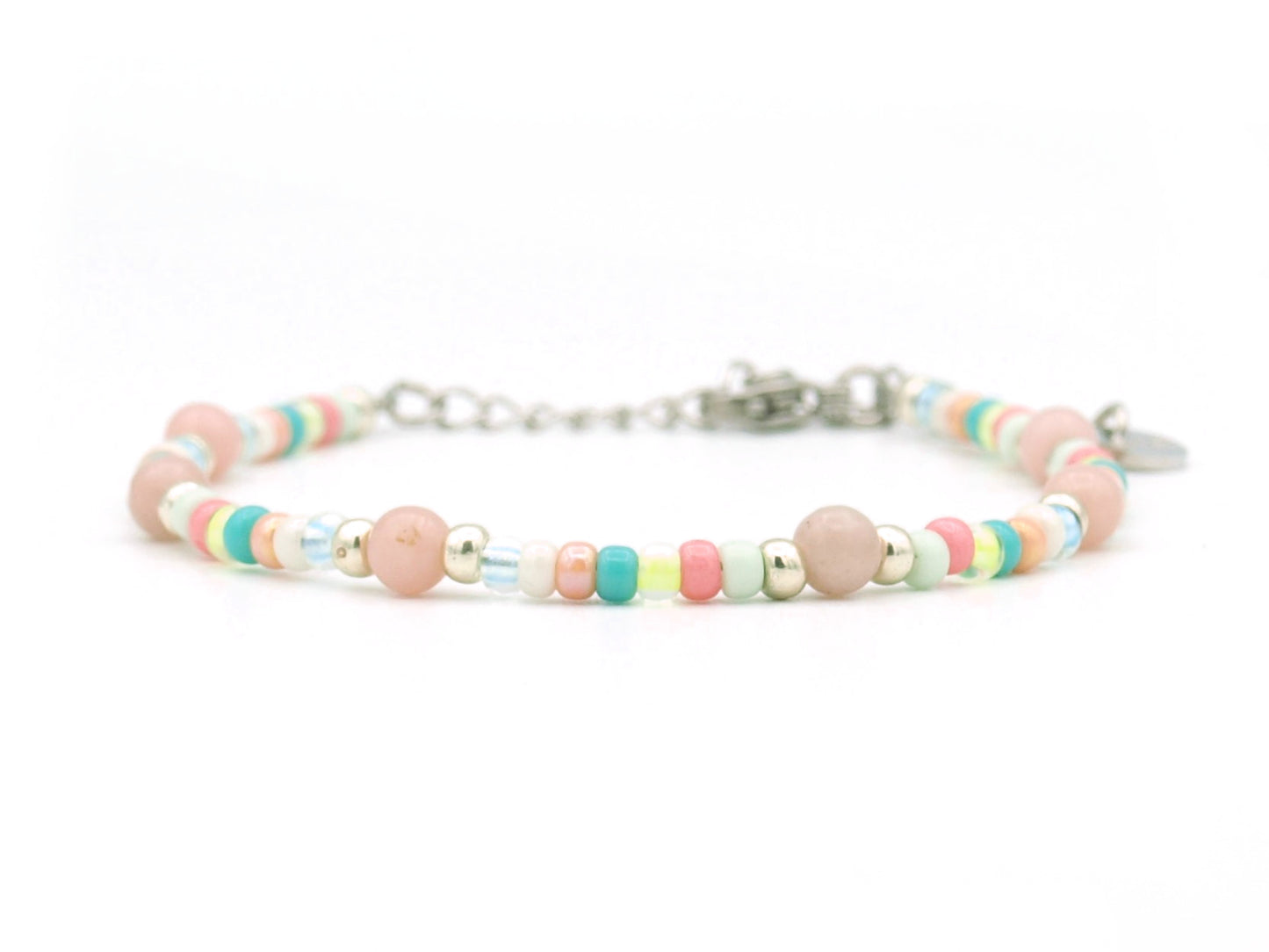 Bracelet Cinta pink opal, silver or gold stainless steel