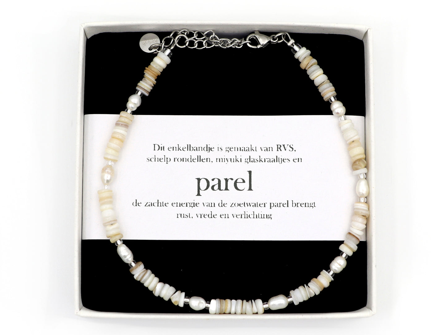 Anklet Paru pearl, silver or gold stainless steel