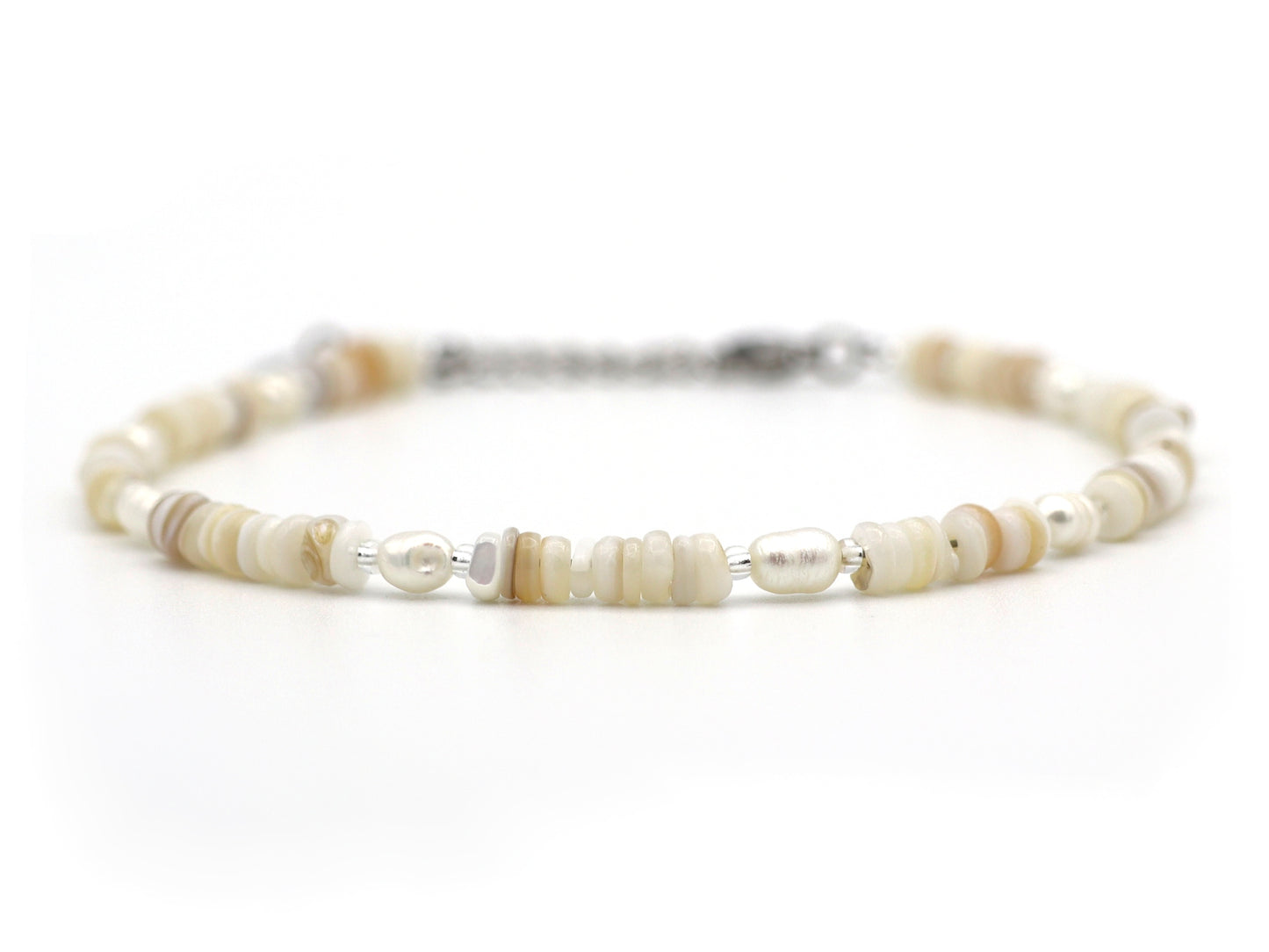 Anklet Paru pearl, silver or gold stainless steel