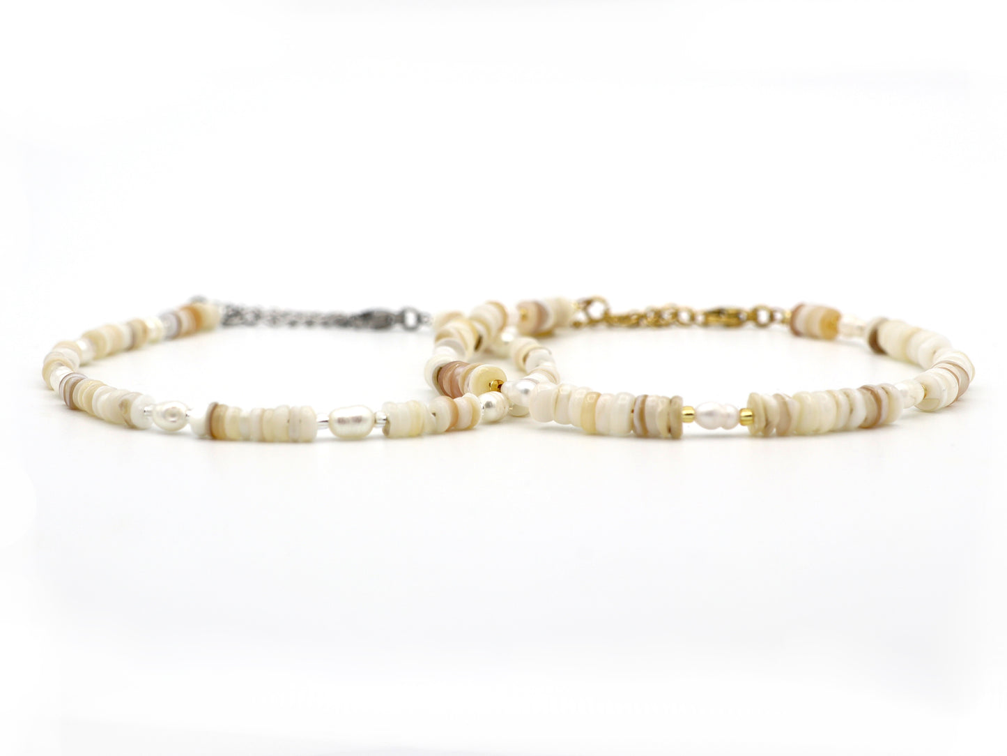 Anklet Paru pearl, silver or gold stainless steel
