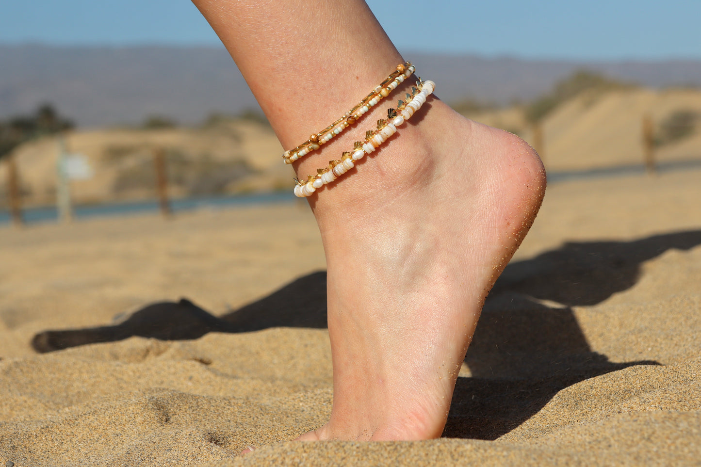 Anklet Paru pearl, silver or gold stainless steel