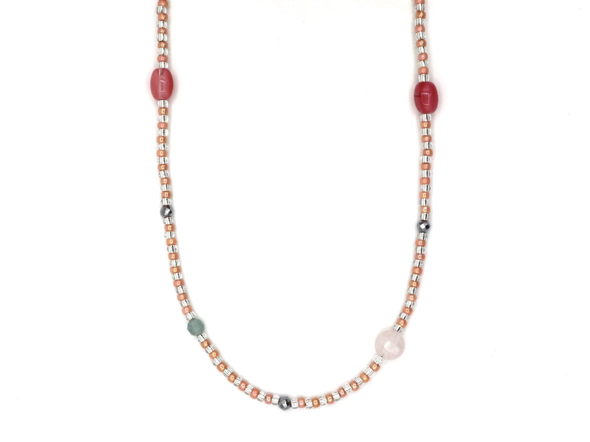 Ketting Kirana aventurijn, zilver of goud roestvrijstaal