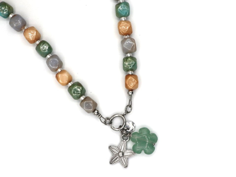 Necklace Melati aventurine, silver or gold stainless steel