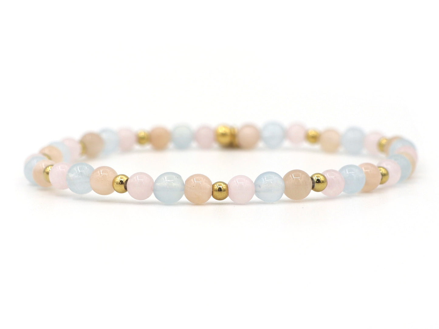 Natuursteen armband fertility, zilver en goud