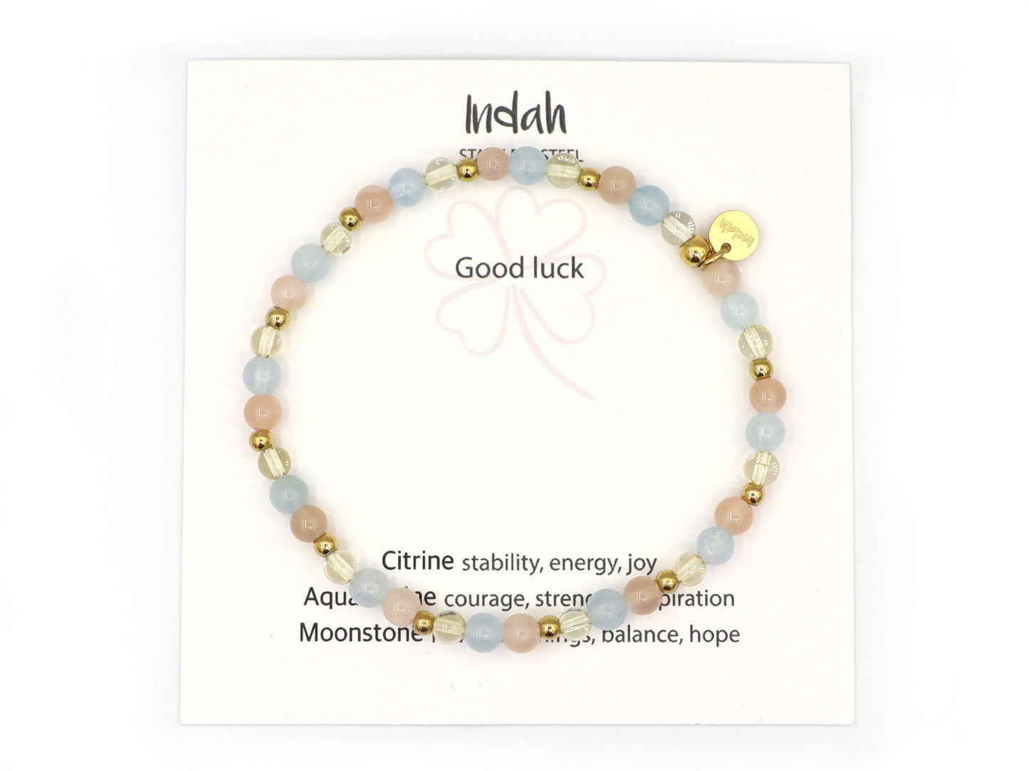 Natuursteen armband good luck, zilver of goud