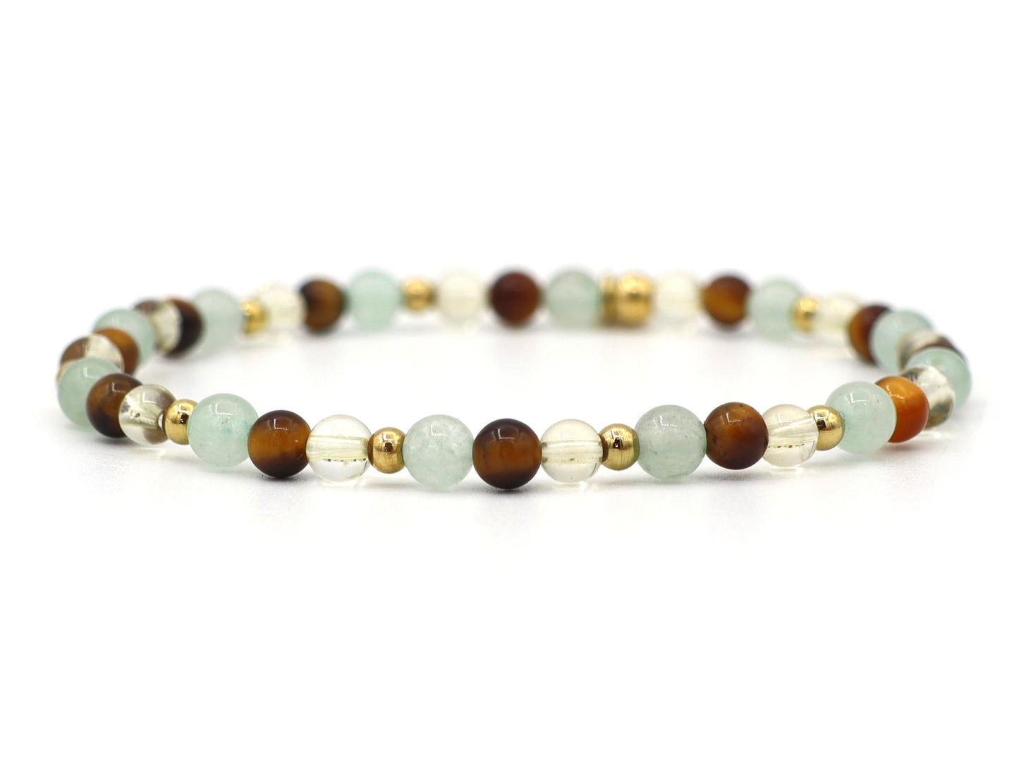 Natural beaded bracelet happiness, silver and gold