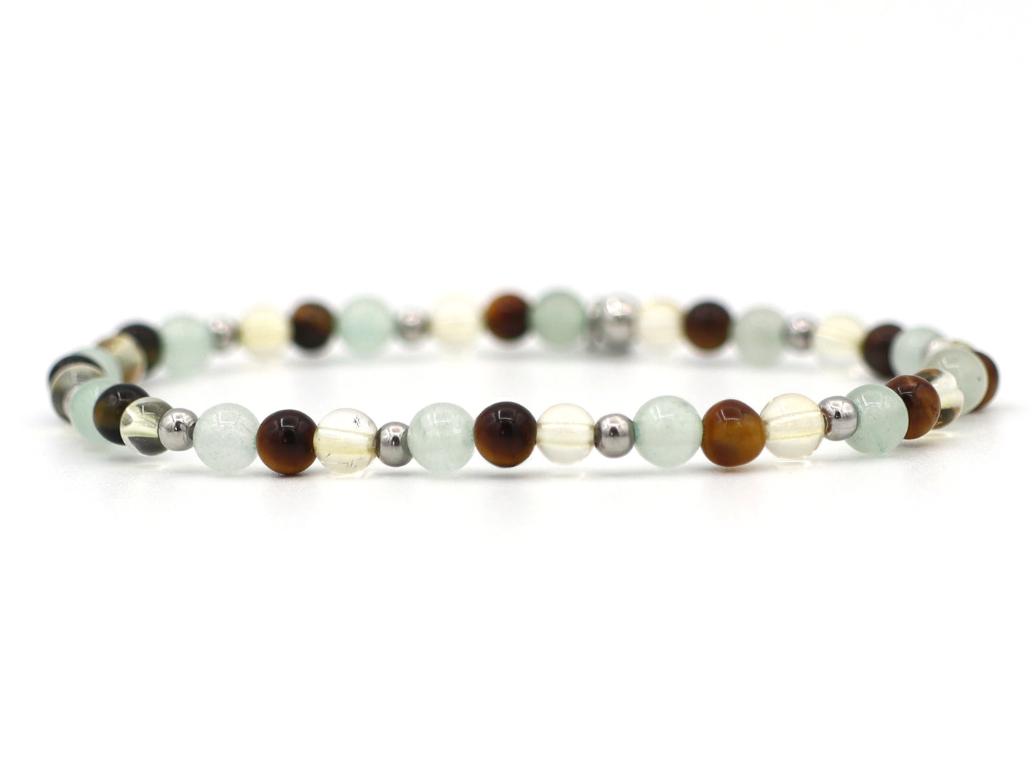 Natural beaded bracelet happiness, silver and gold