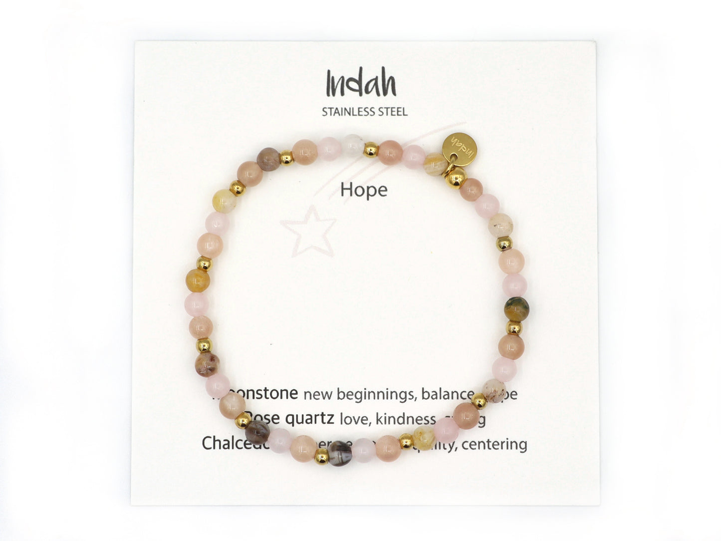 Natuursteen armband hope,zilver en goud