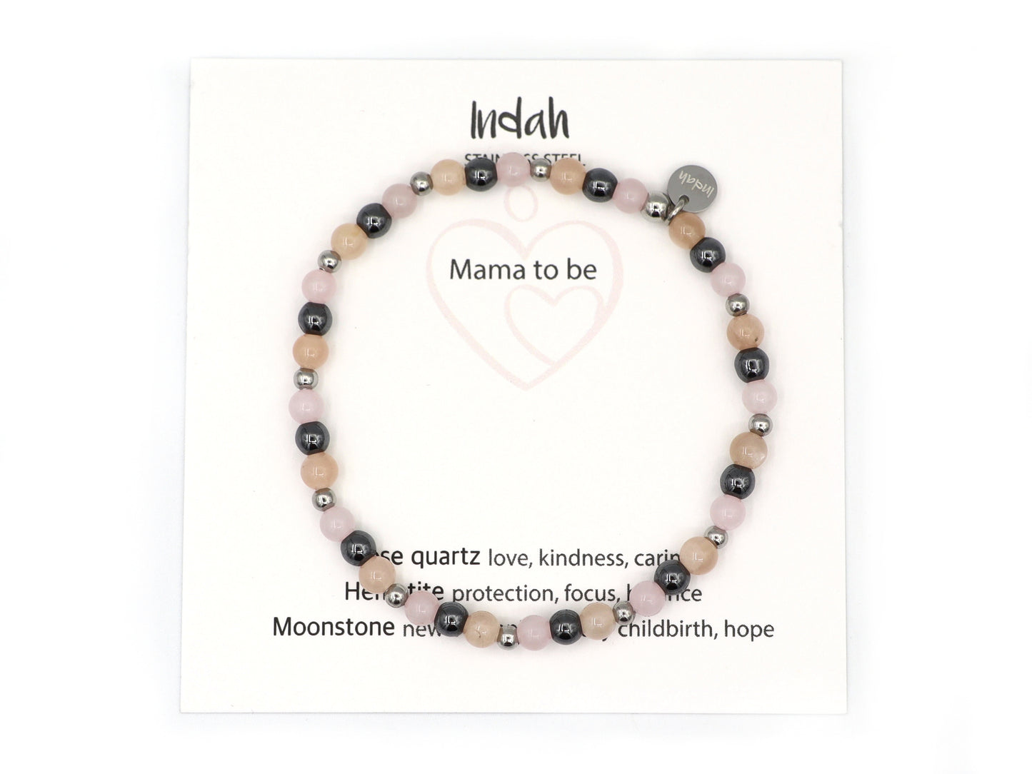 Natuursteen armband, mama to be, zilver en goud