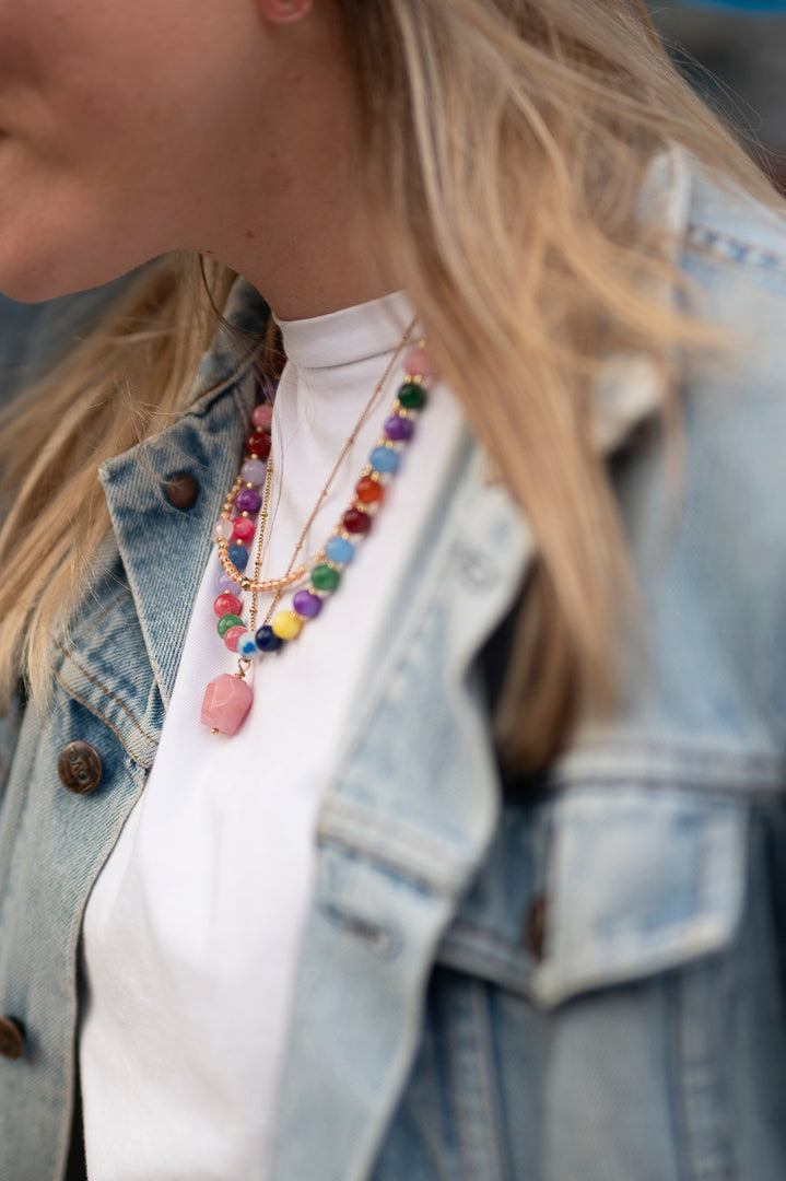 Ketting Kirana aventurijn, zilver of goud roestvrijstaal