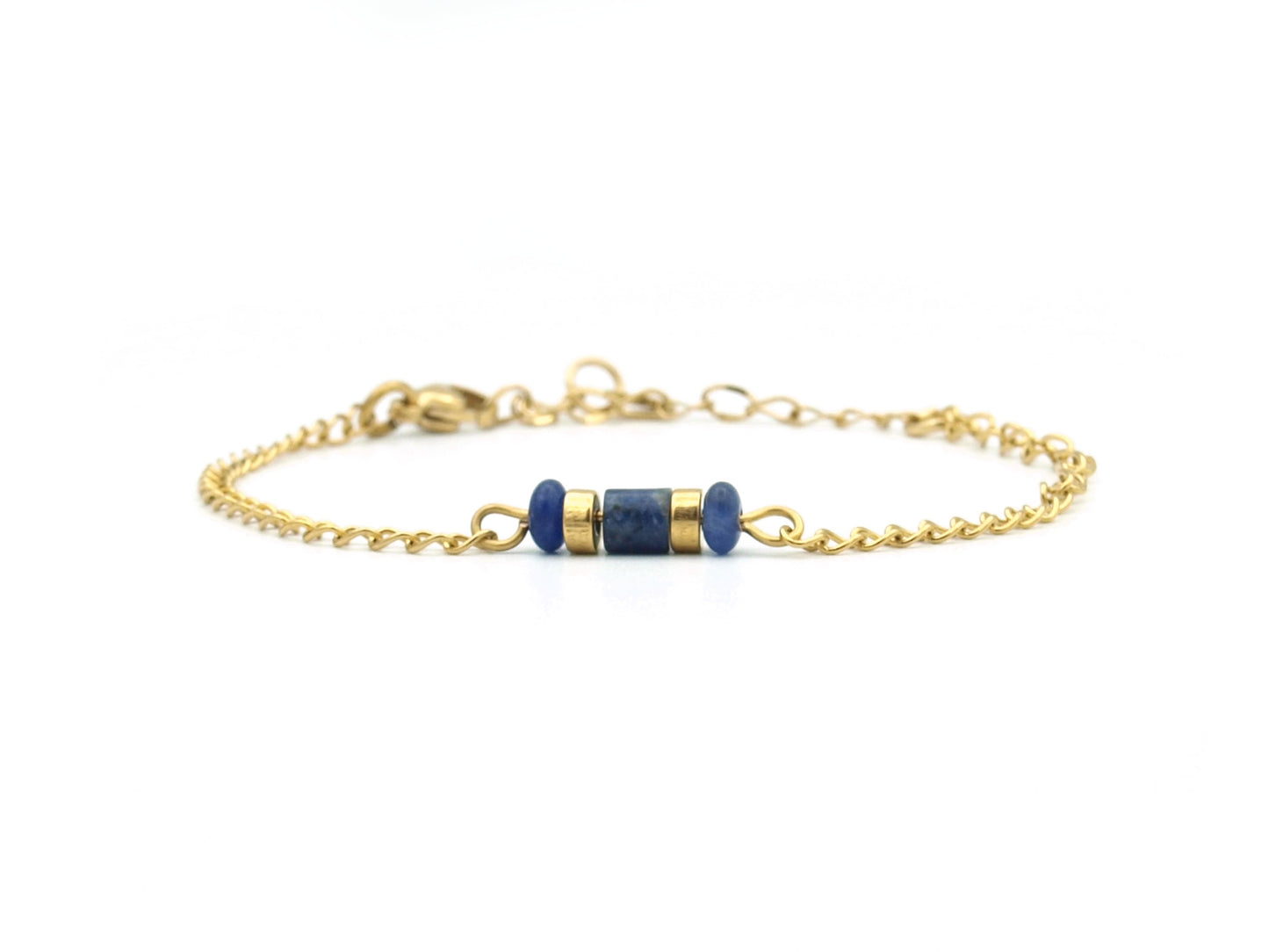 Bracelet Iris sodalite, silver and gold stainless steel
