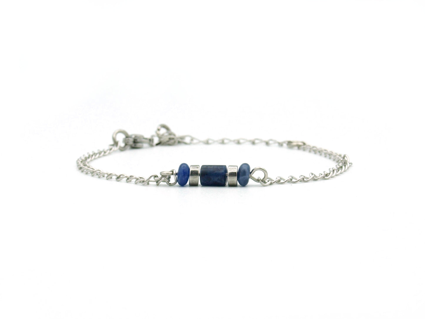 Bracelet Iris sodalite, silver and gold stainless steel