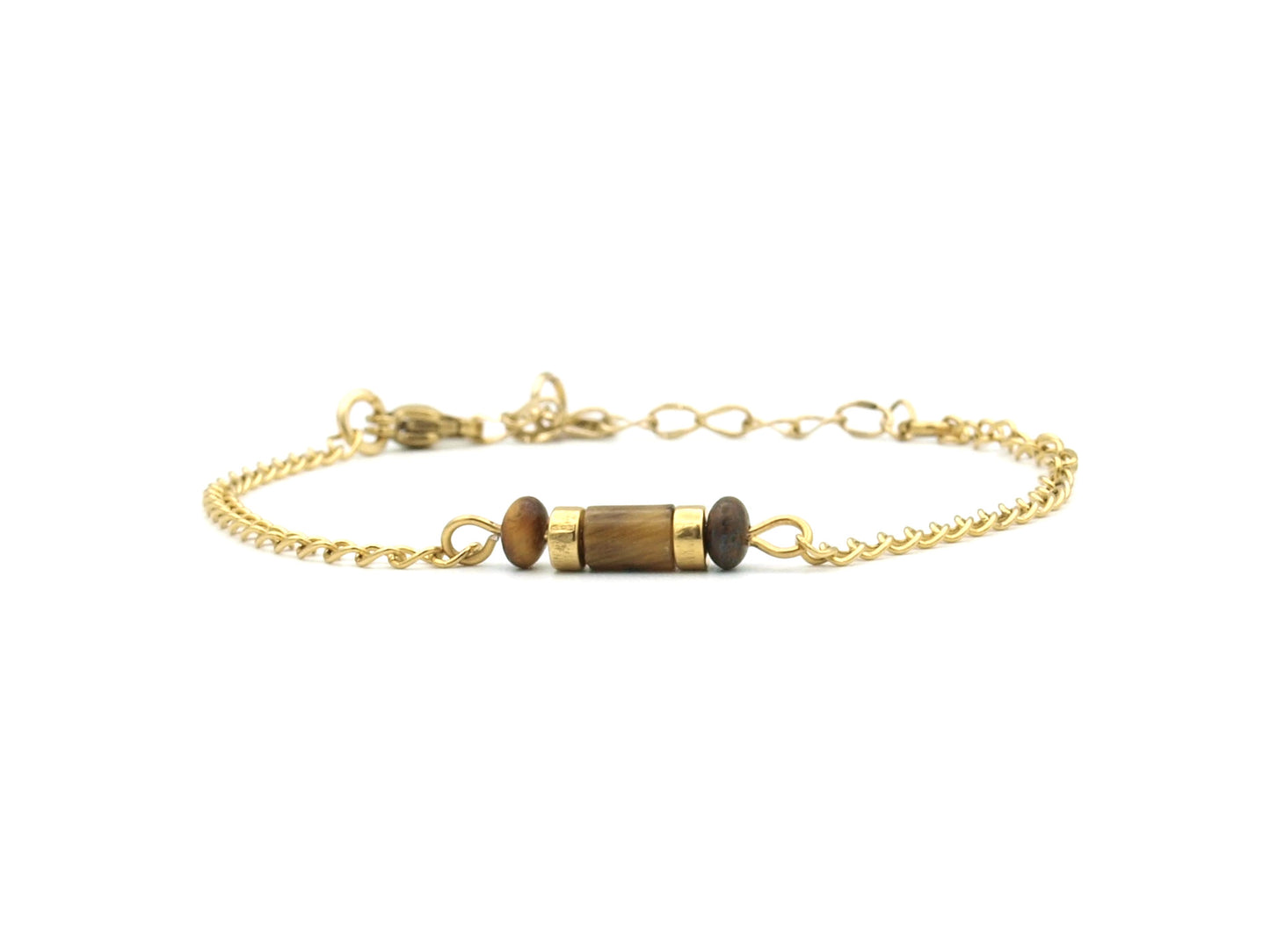 Necklace Iris tiger's eye, silver and gold stainless steel