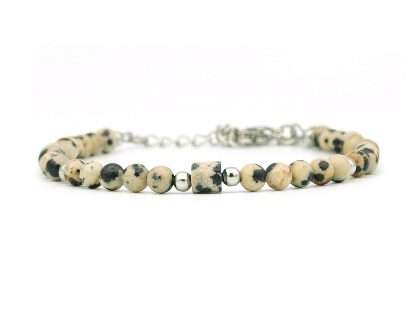 Armband Nani dalmatiër jaspis, zilver of goud roestvrij staal