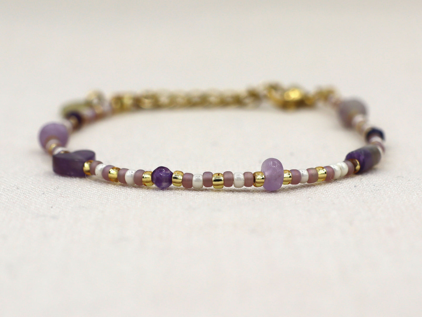 Bracelet Kirana amethyst silver or gold stainless steel