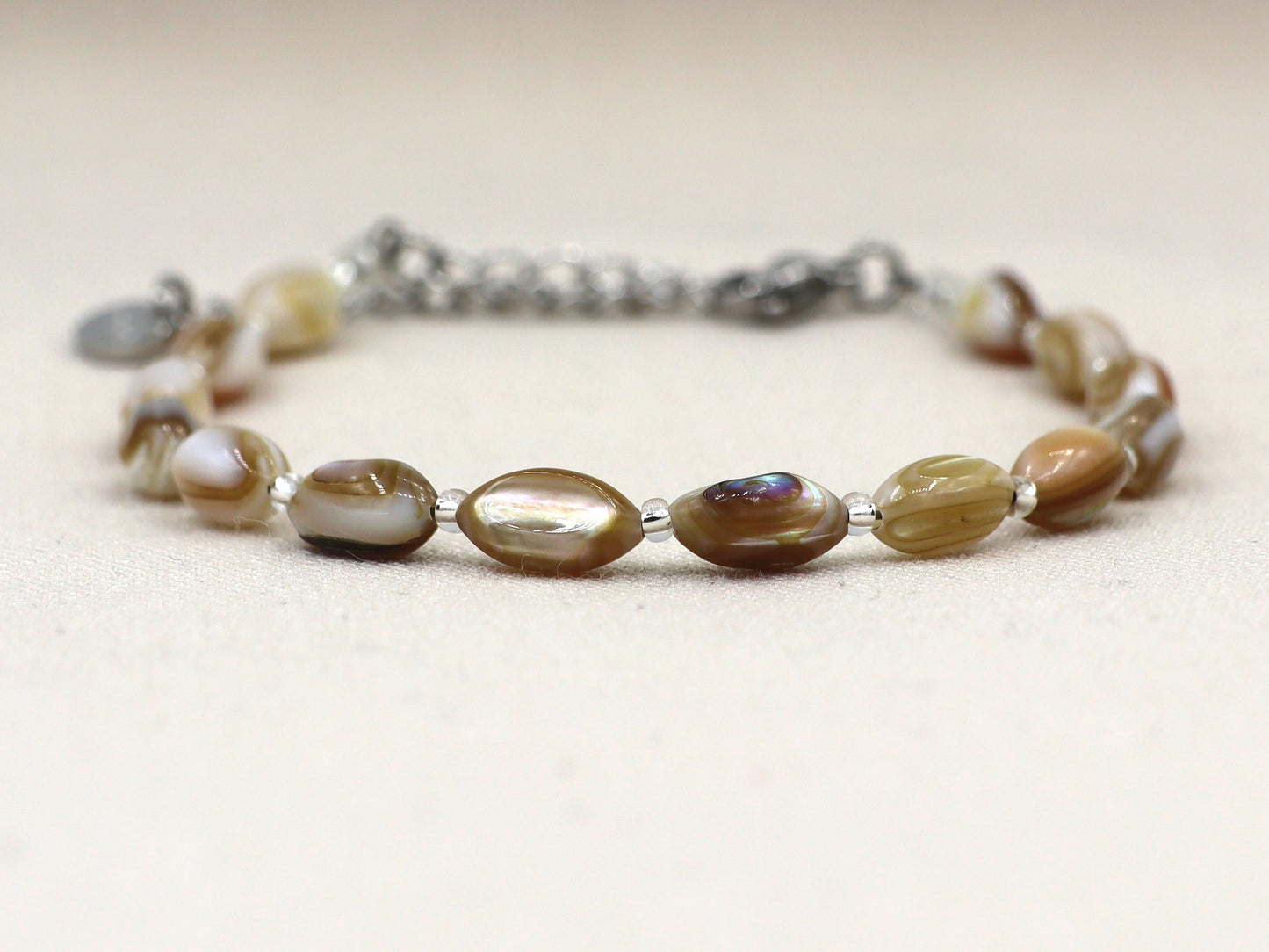 Bracelet Batu mother of pearl, silver or gold stainless steel