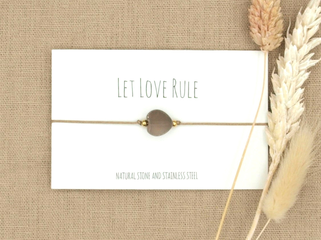 Love bracelet agate, silver or gold stainless steel