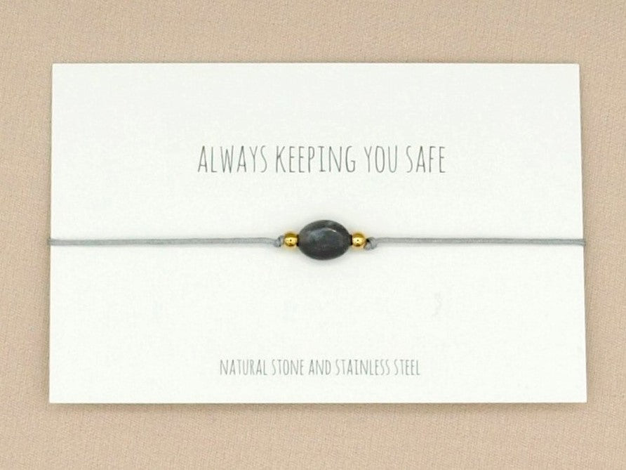 Bracelet oval labradorite gold, silver stainless steel