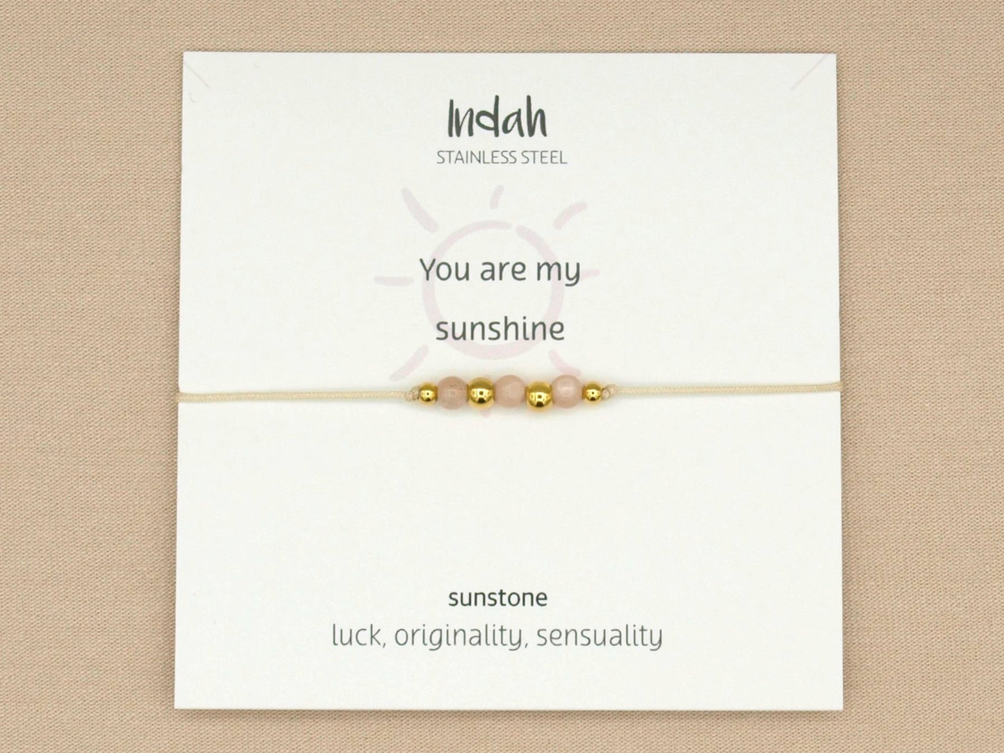 Bracelet rock, sun stone, silver and gold