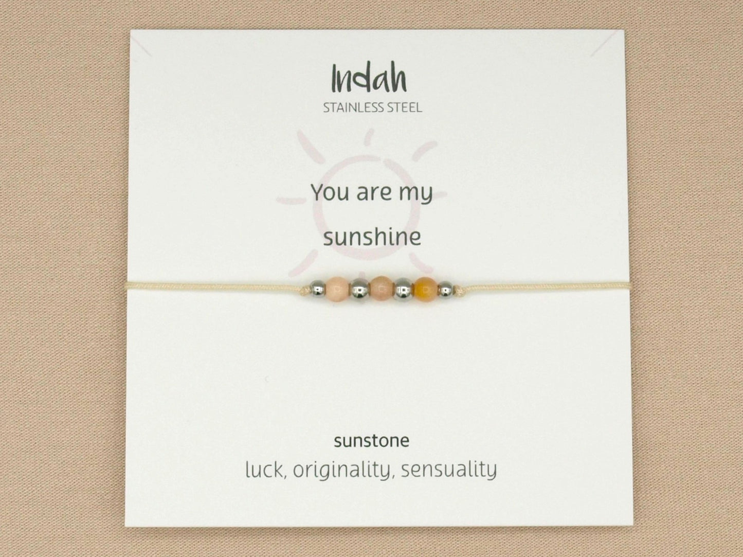 Bracelet rock, sun stone, silver and gold