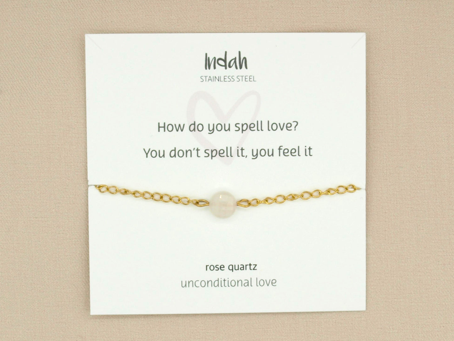 Armband rock, rozenkwarts, jasseron zilver en goud