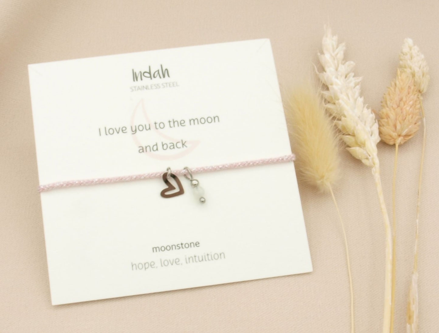 Armband rock, love maansteen, zilver en goud