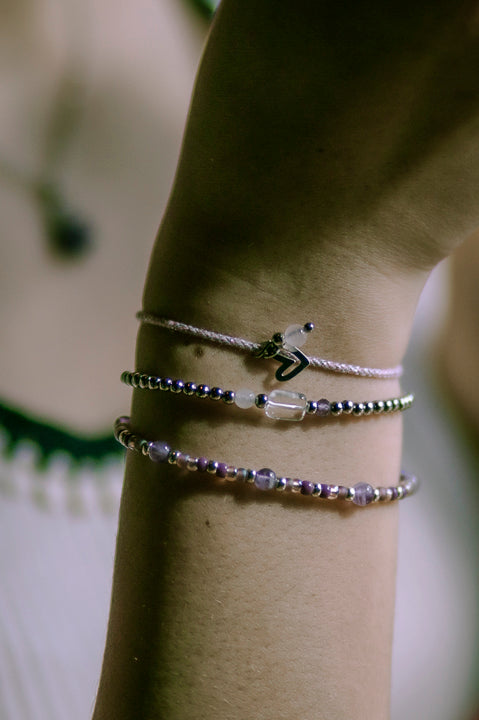 Bracelet Cinta amethyst, silver or gold stainless steel
