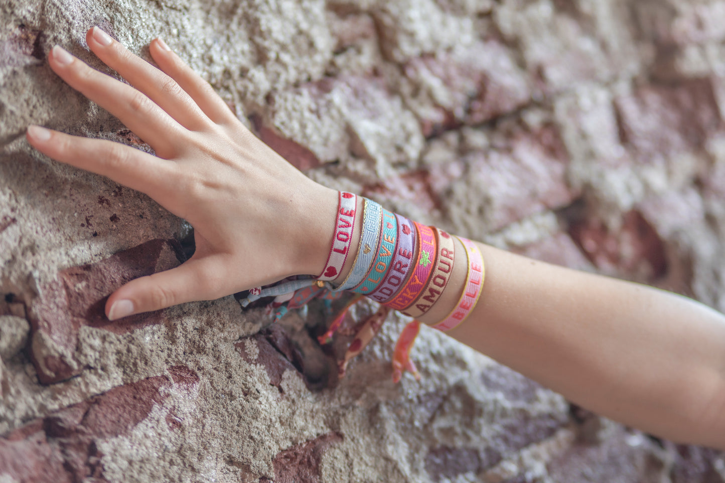 J'adore, paars lint armband