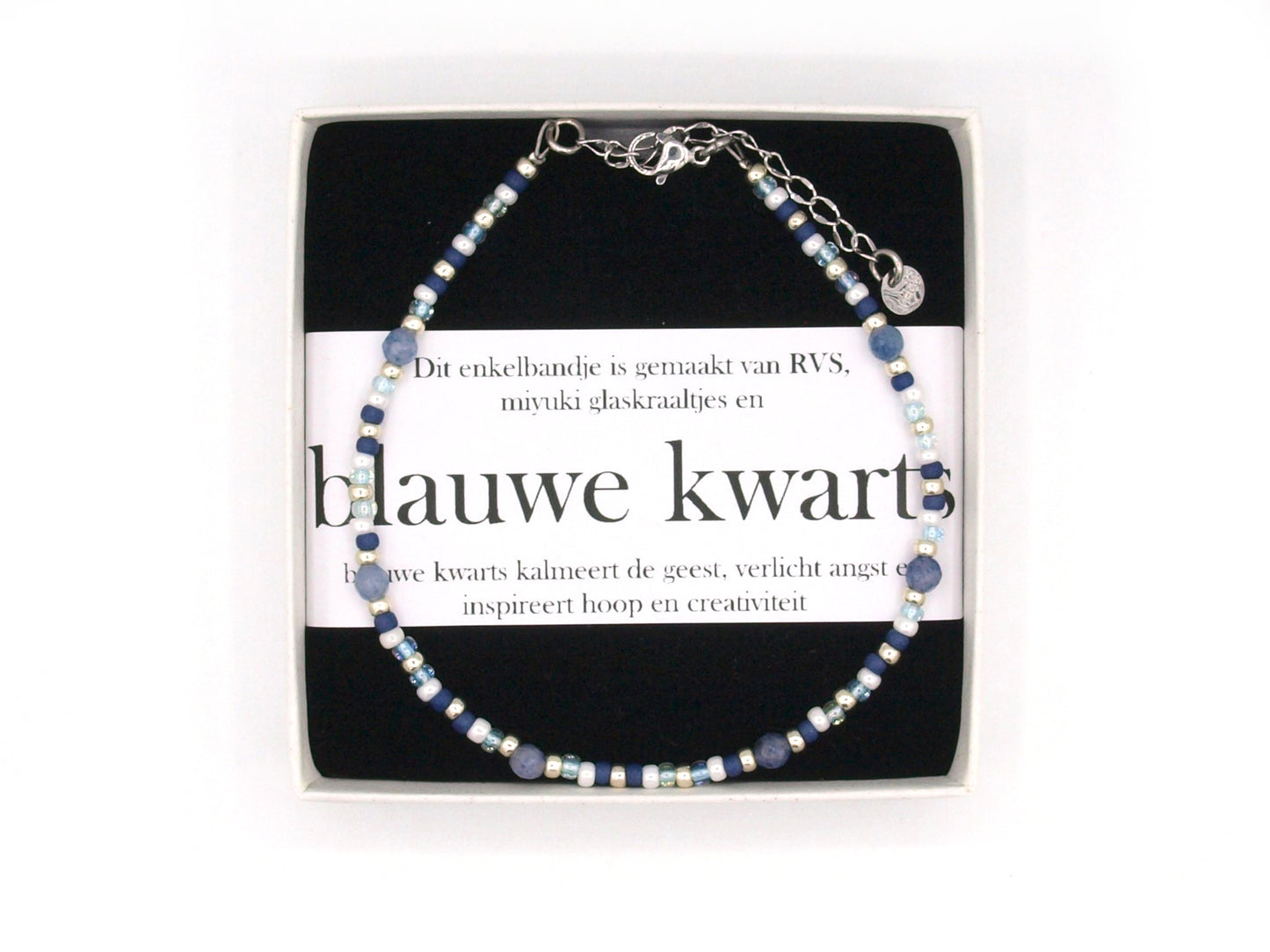 Anklet blue quartz, silver or gold stainless steel