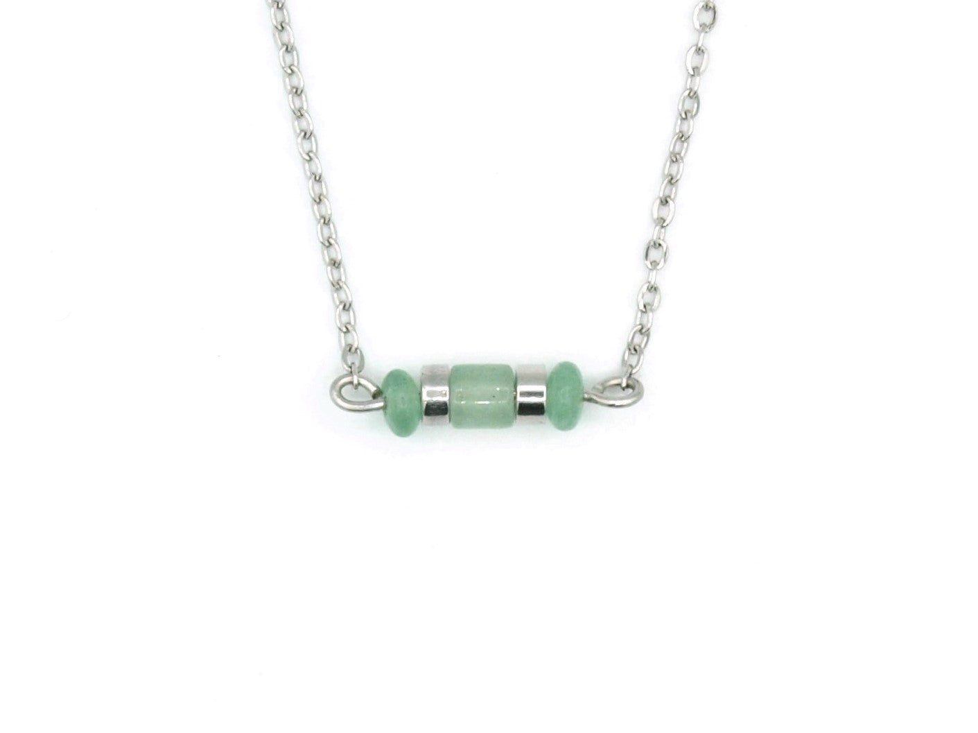 Necklace Iris aventurine, silver and gold stainless steel