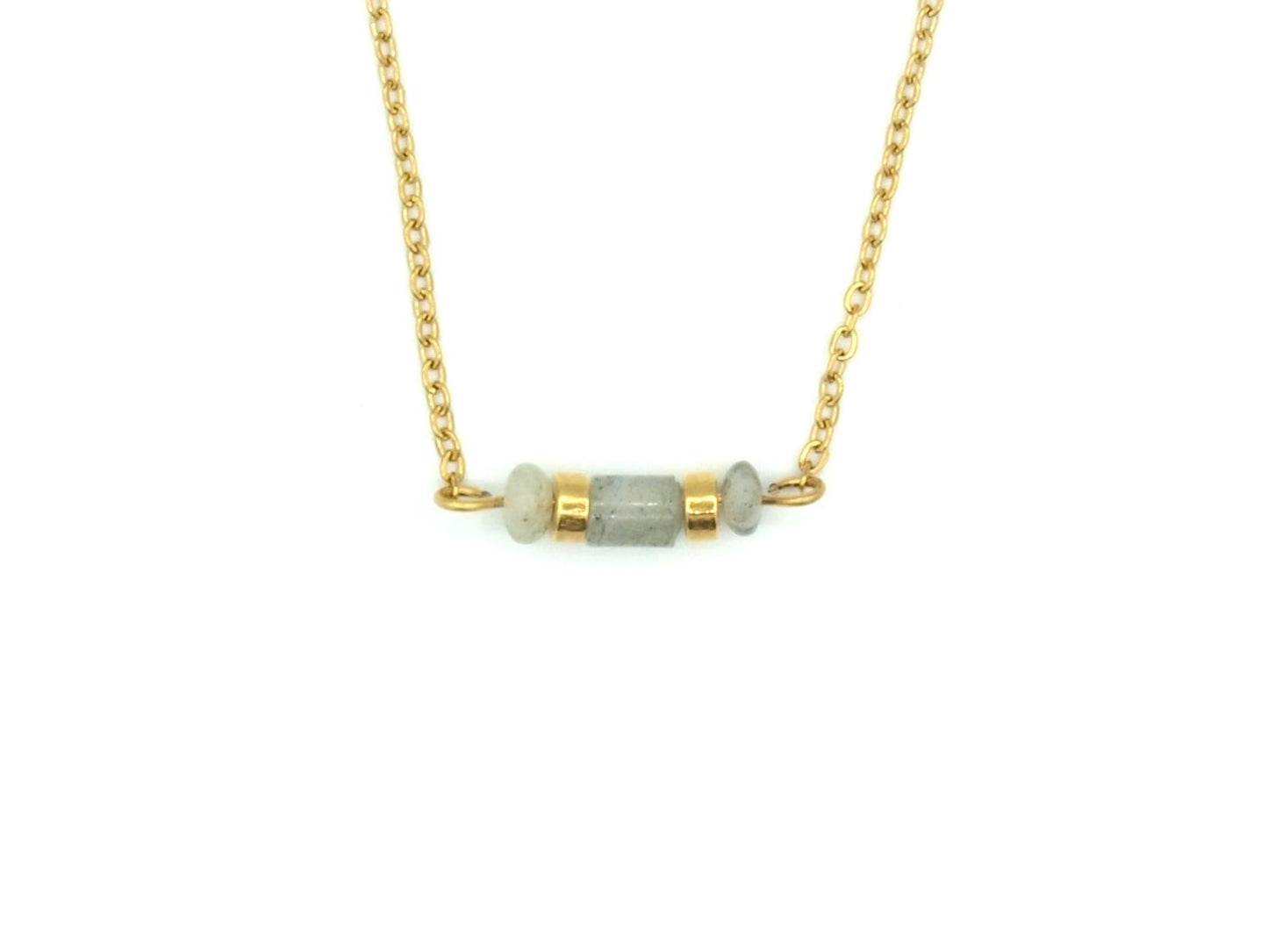 Necklace Iris labradorite, silver and gold stainless steel