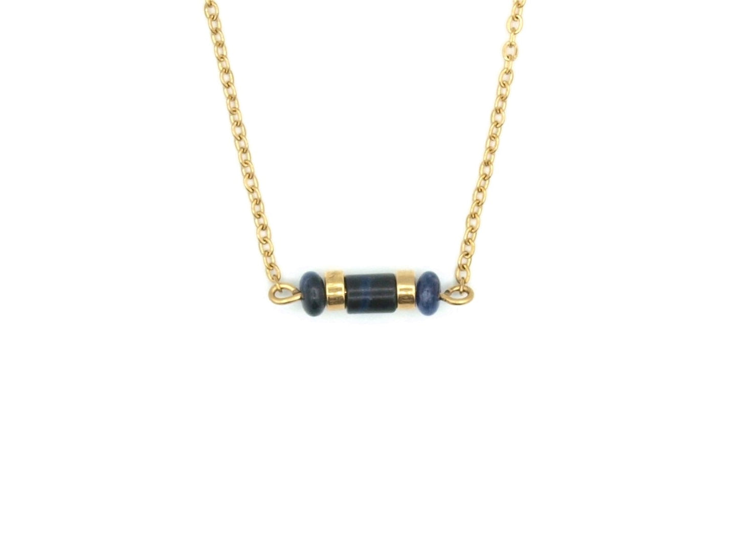 Bracelet Iris sodalite, silver and gold stainless steel