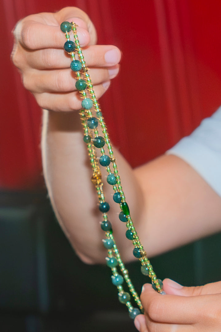Ketting Kirana aventurijn, zilver of goud roestvrijstaal