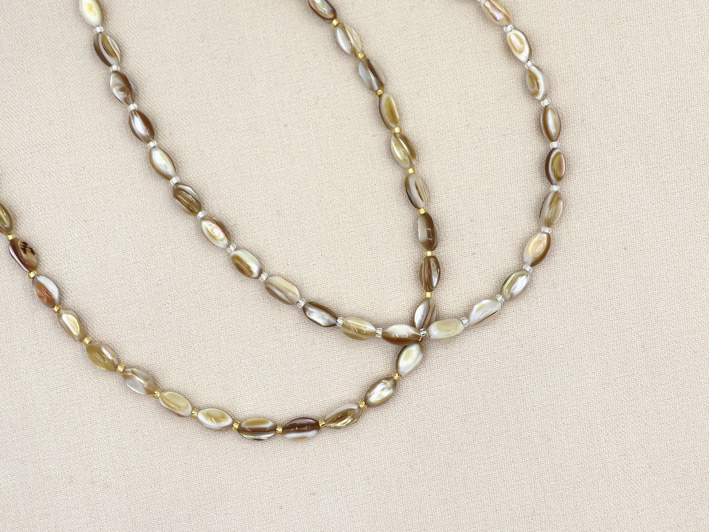 Ketting Batu parelmoer, zilver of goud roestvrijstaal