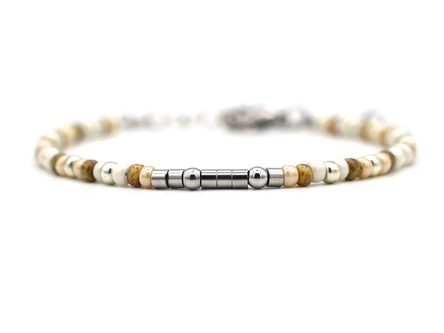 morse code armband mama naturel, zilver of goud roestvrijstaal