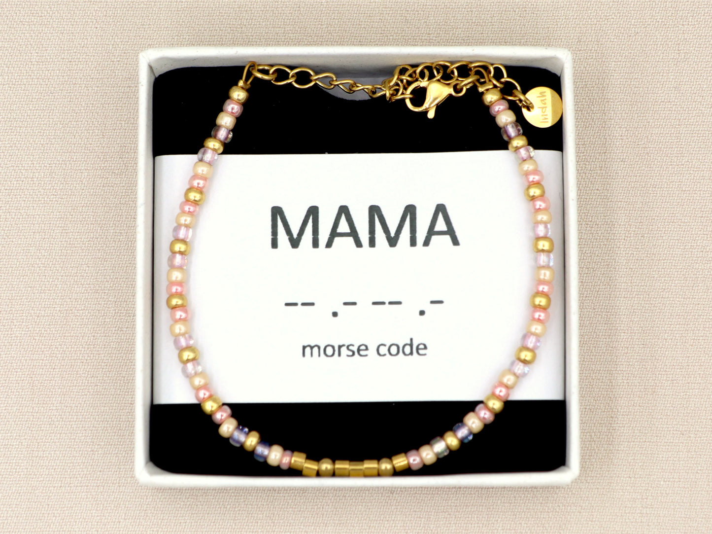Persoonlijke morse code armband roze, zilver of goud roestvrijstaal