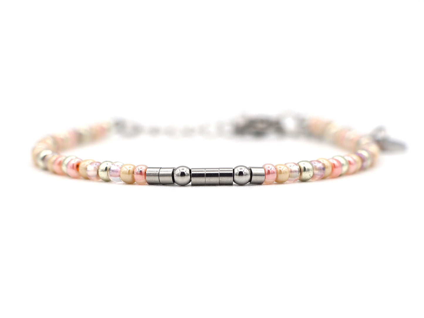Persoonlijke morse code armband roze, zilver of goud roestvrijstaal