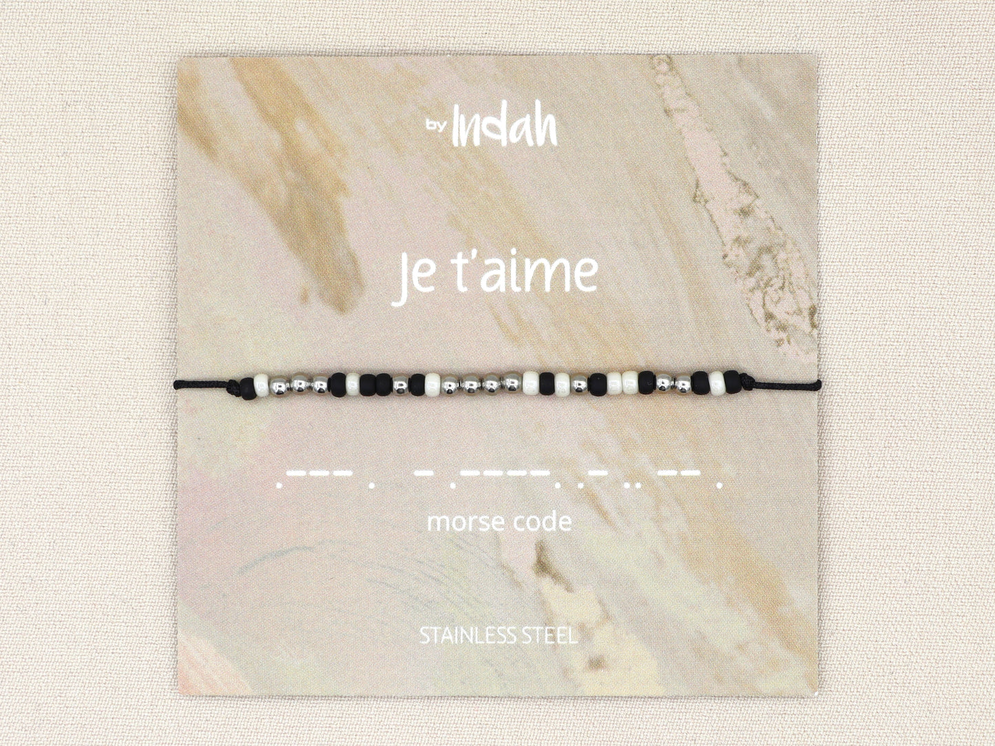 je t'aime morse code bracelet, stainless steel