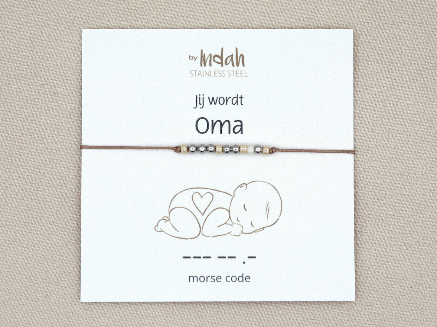 Jij wordt oma morse code bracelet, stainless steel