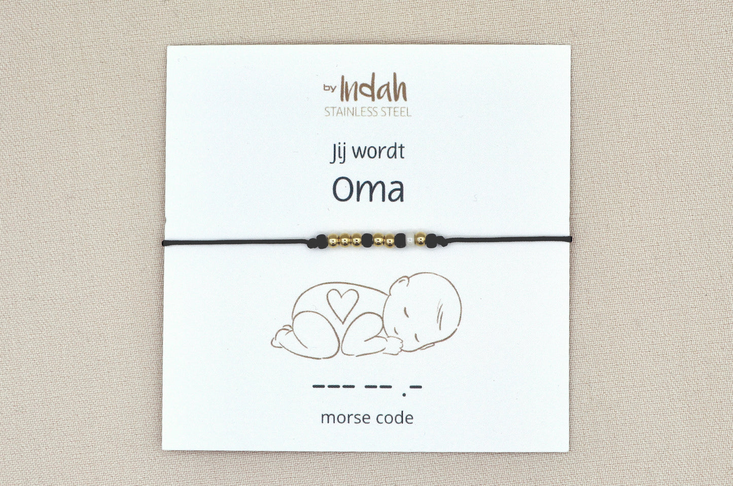 Jij wordt oma morse code bracelet, stainless steel