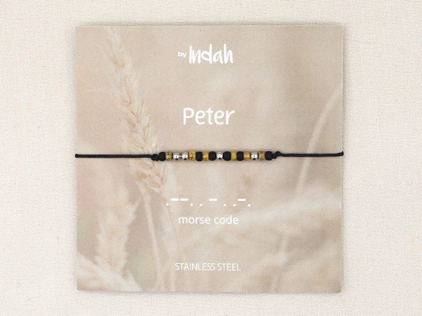 Morse code armband peter, roestvrij staal (zilver of goud)