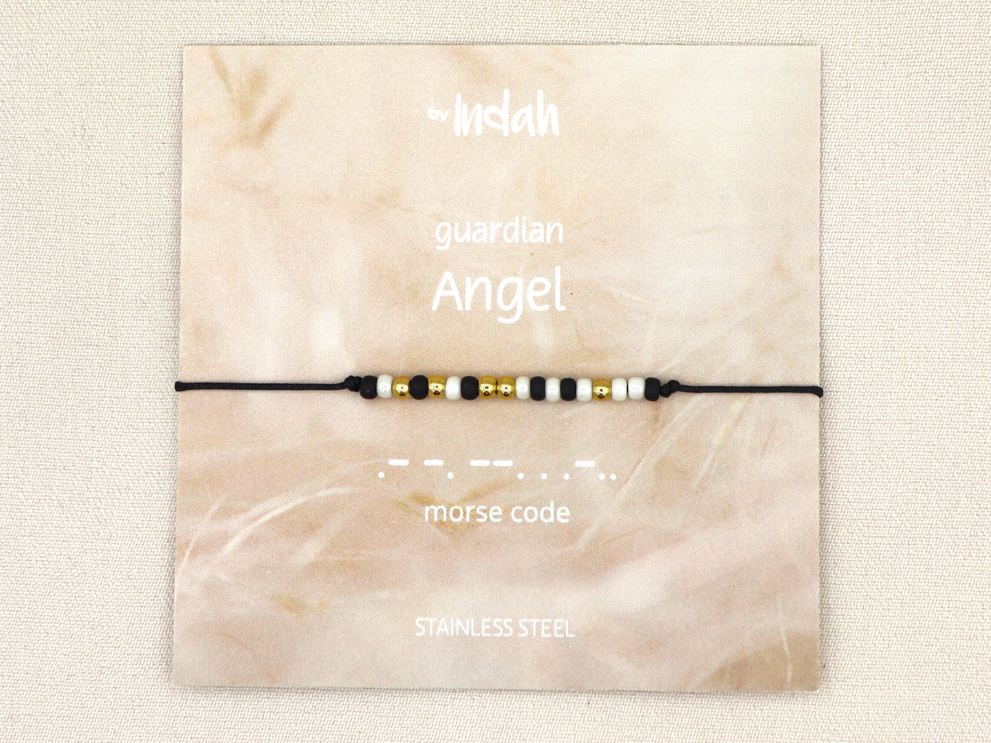 Guardian angel morse code bracelet, stainless steel