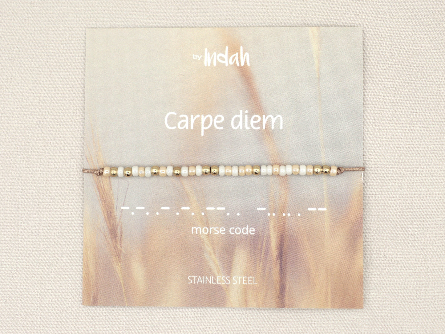 Carpe diem morse code bracelet, stainless steel