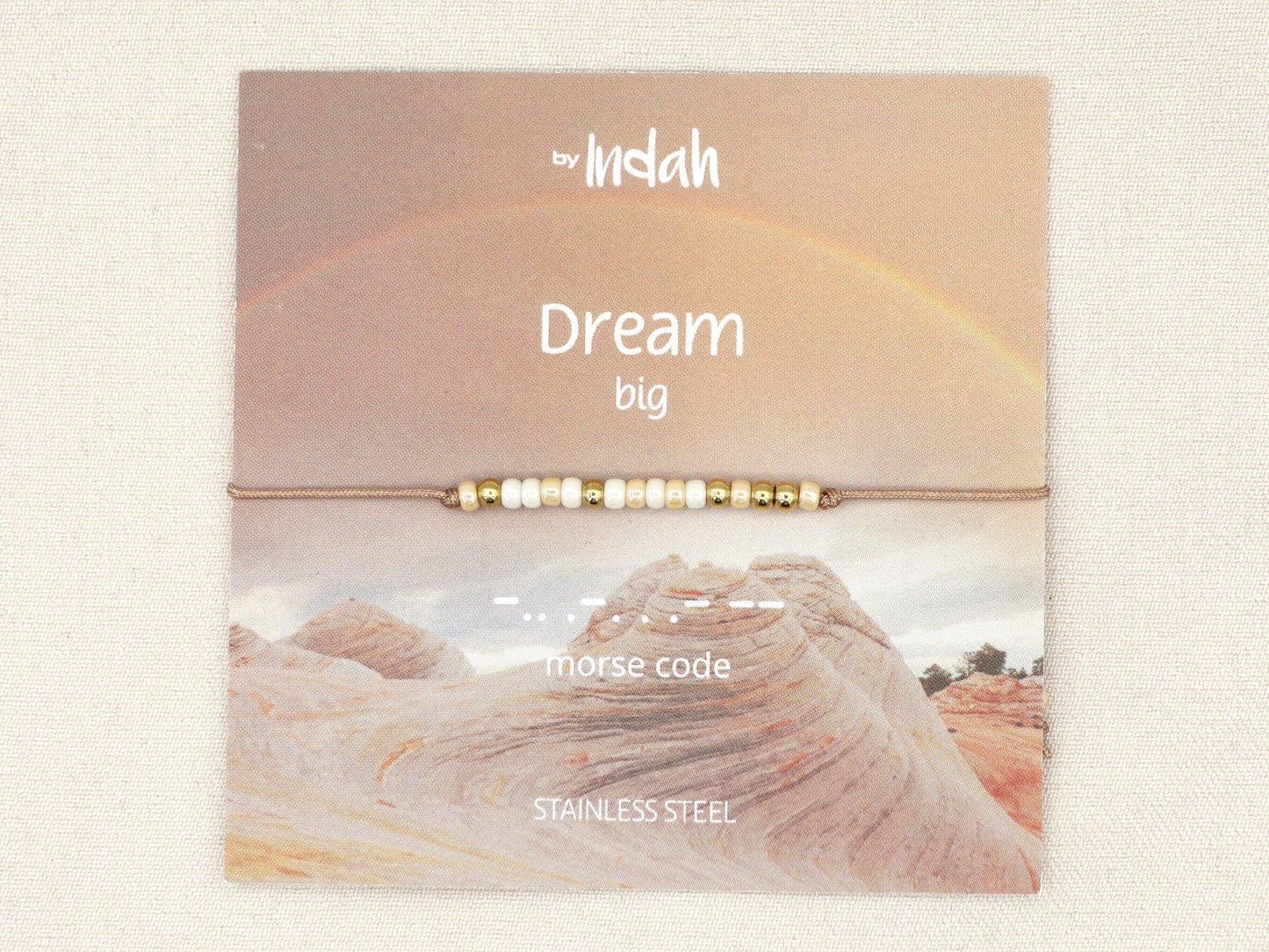 Morse code armband dream big, roestvrij staal (zilver of goud)