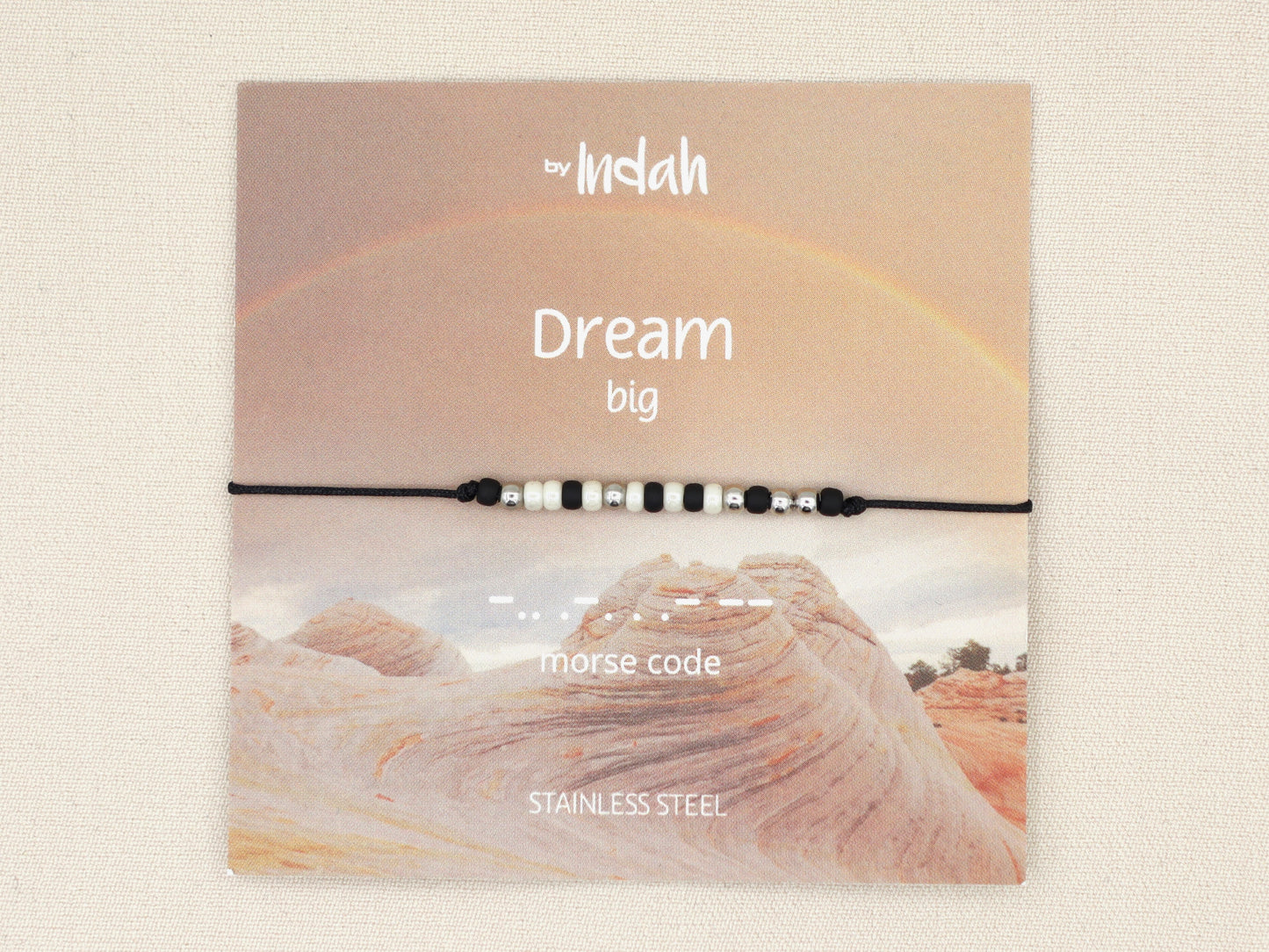 Morse code armband dream big, roestvrij staal (zilver of goud)